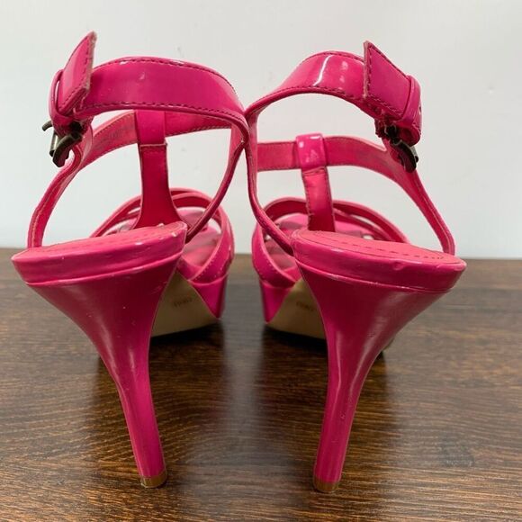 BCBGeneration Womens Preize Leather Platform Slingback Stiletto Sandals Pink 7.5 - Picture 3 of 11